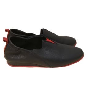 Arche Black And Red Leather Flat Shoes Size 38